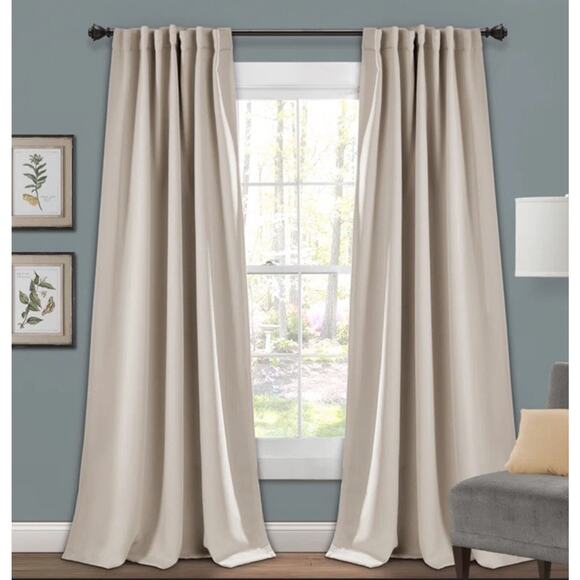 Decor Natural Blackout Curtains 52 x 84 Insulated, Back Tabs, 2 Panels Wheat Tan - Picture 1 of 8
